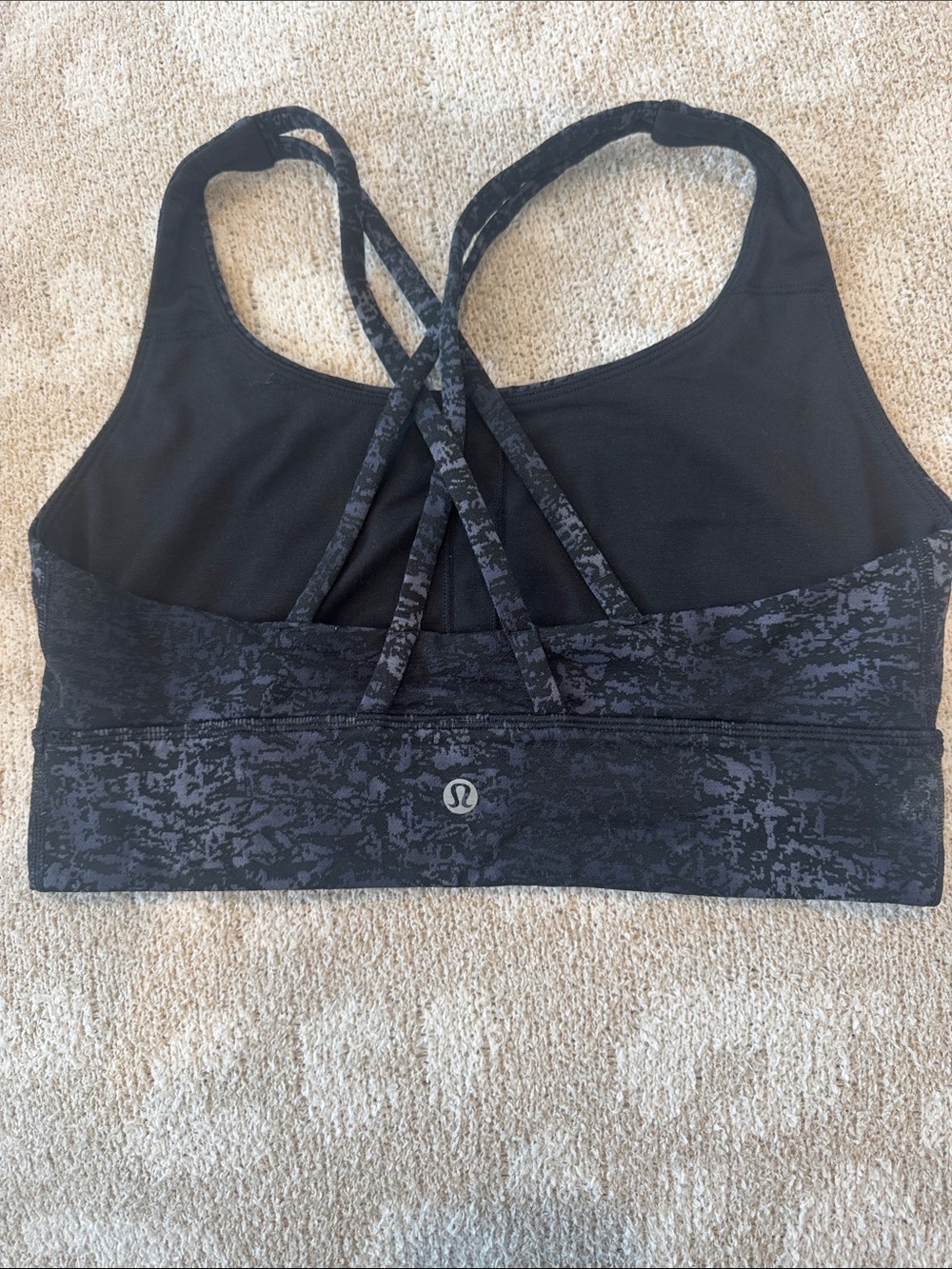 lululemon athletica Black Patterned Crisscross Sports Bra